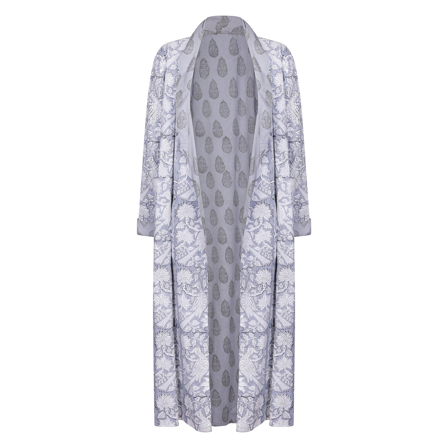 Paisley Reversible Robe Cotton Charcoal