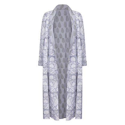 Paisley Reversible Robe Cotton Charcoal