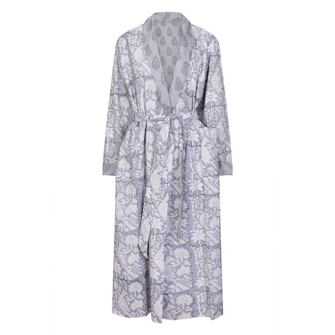 Paisley Reversible Robe Cotton Charcoal