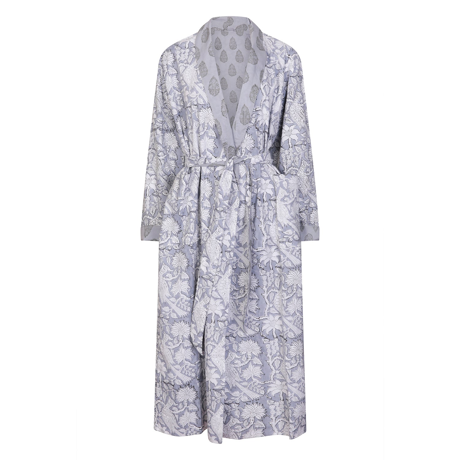 Paisley Reversible Robe Cotton Charcoal