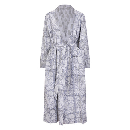 Paisley Reversible Robe Cotton Charcoal