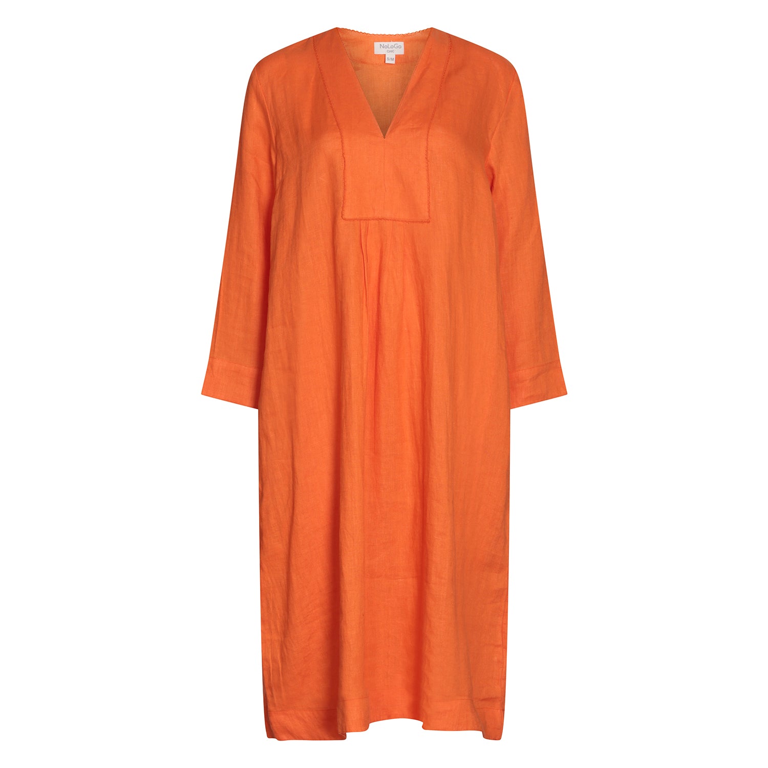 Picot Midi Dress Linen - Satsuma