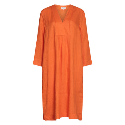 Picot Midi Dress Linen - Satsuma