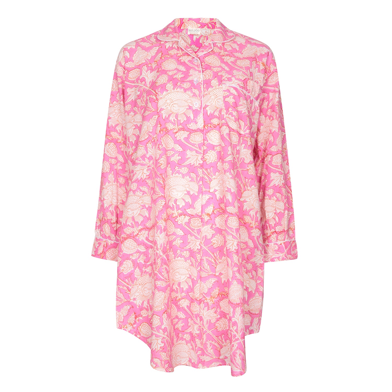 Hand Printed Nightshirt- Hibiscus Pink