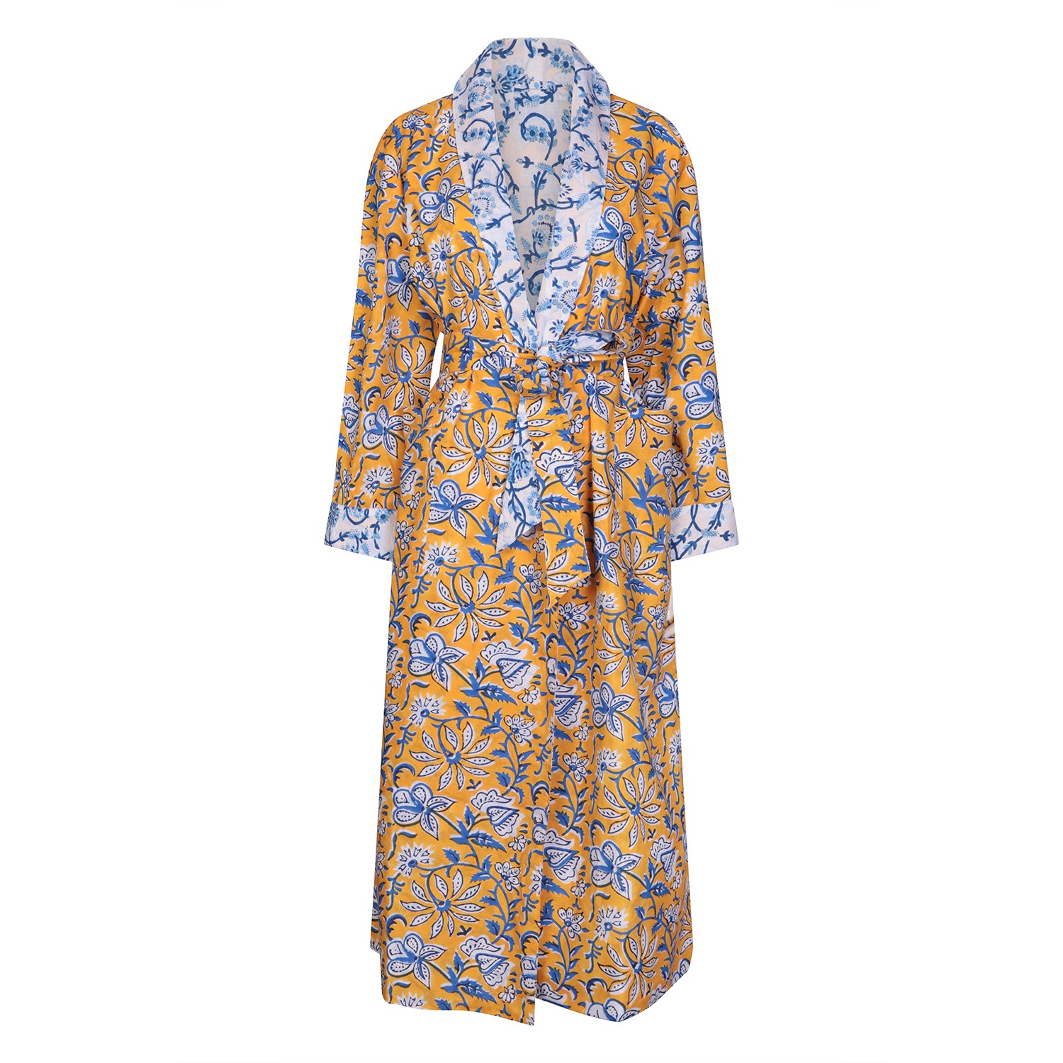 Sunflower Reversible Robe Cotton Indigo – NoLoGoChic