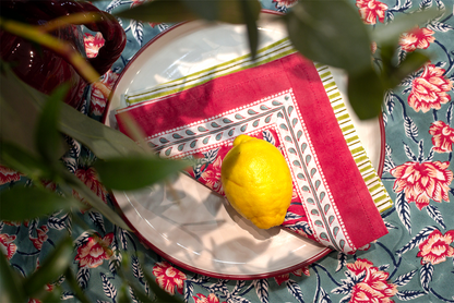 Hand Printed Cloth 170 x 300 cms Table Cloth Cotton Pine Green M/L