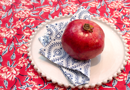 Hand Printed Cloth 150 x 225 cms Table Cloth Cotton Pine Red S/M
