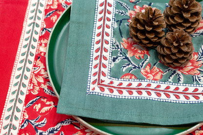 Napkins Pine X 4 Napkin Set Cotton Green One Size