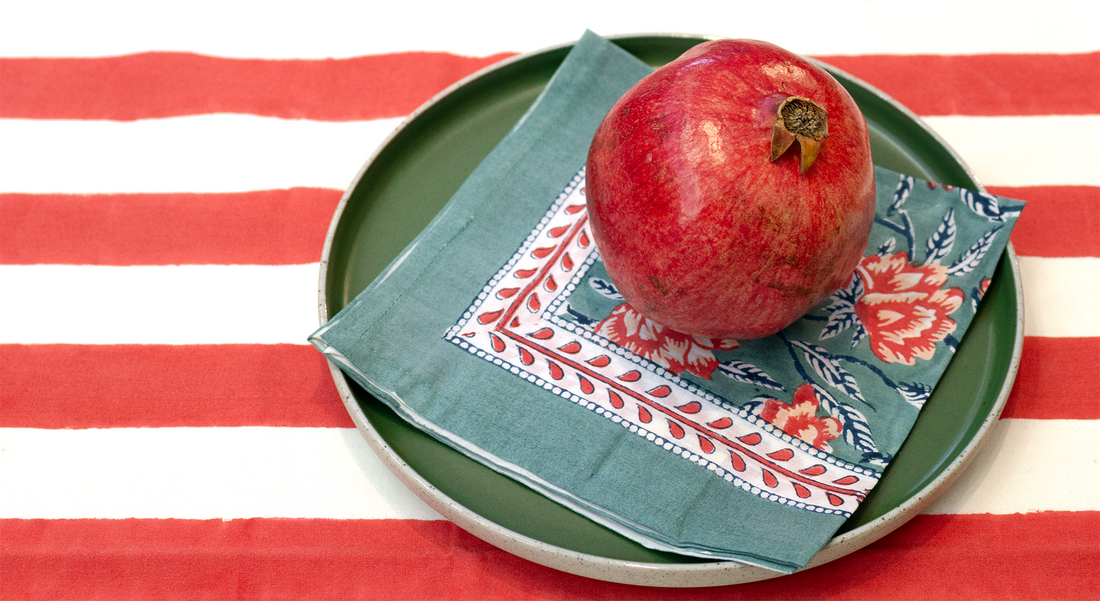 Broad Stripe Cloth 170  x 300 cms Table Cloth  Cotton Turquoise M/L