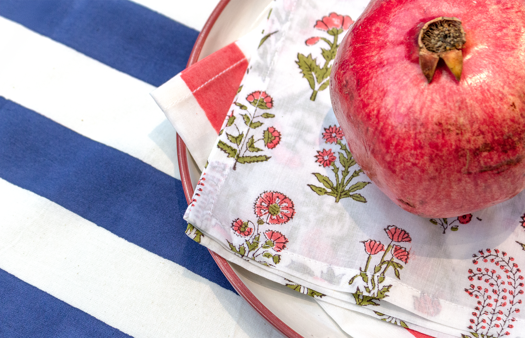 Napkins with Mini Flower X 4 Napkin Set Cotton Pink One Size