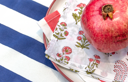 Napkins with Mini Flower X 4 Napkin Set Cotton Pink One Size