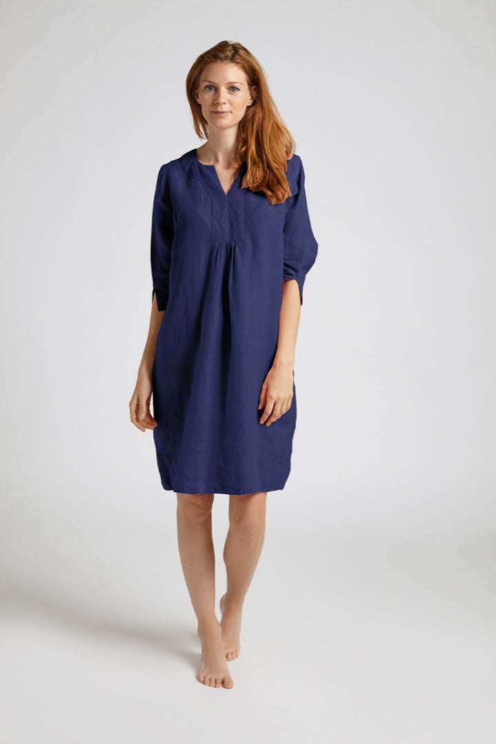 Life Style Easy Lightweight Linen Tunic Dress Satsuma
