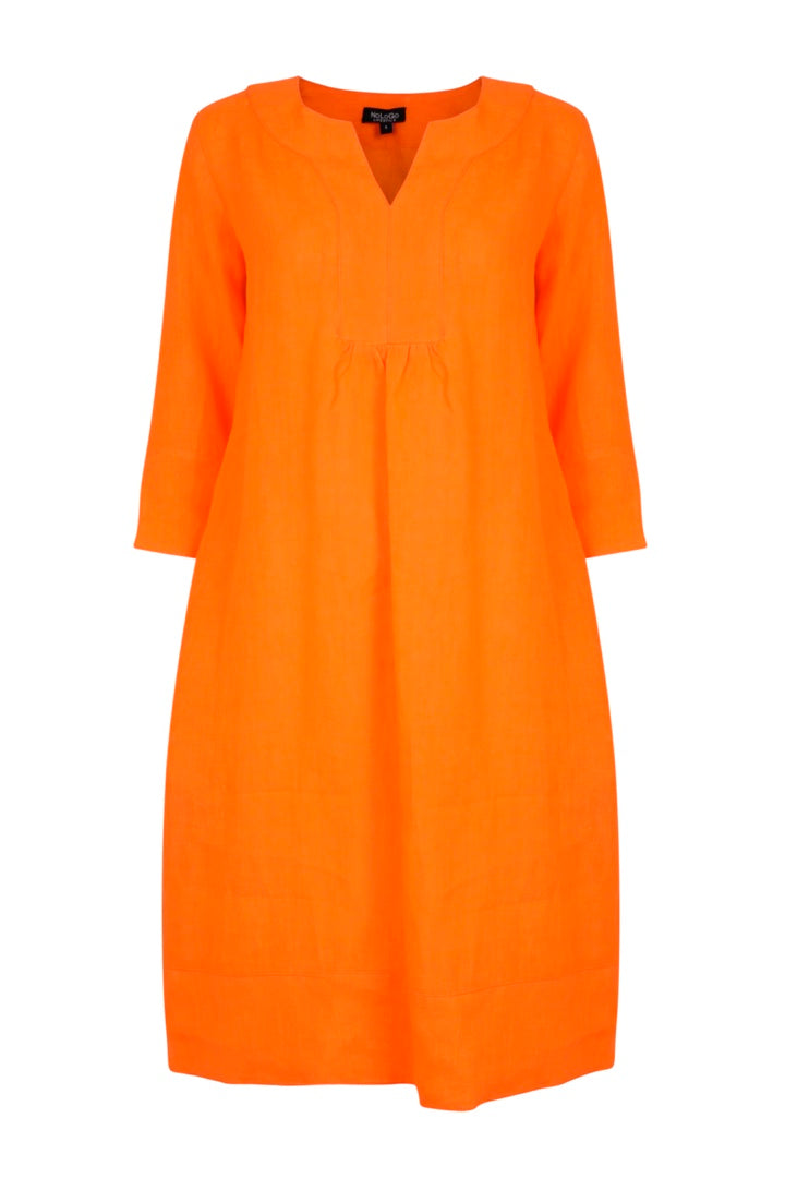 Life Style Easy Lightweight Linen Tunic Dress Satsuma