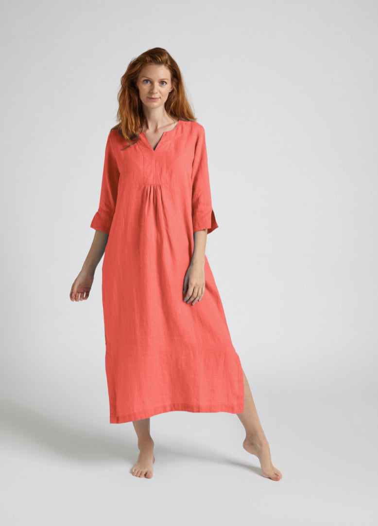 Life Style Linen Maxi Dress Turquoise