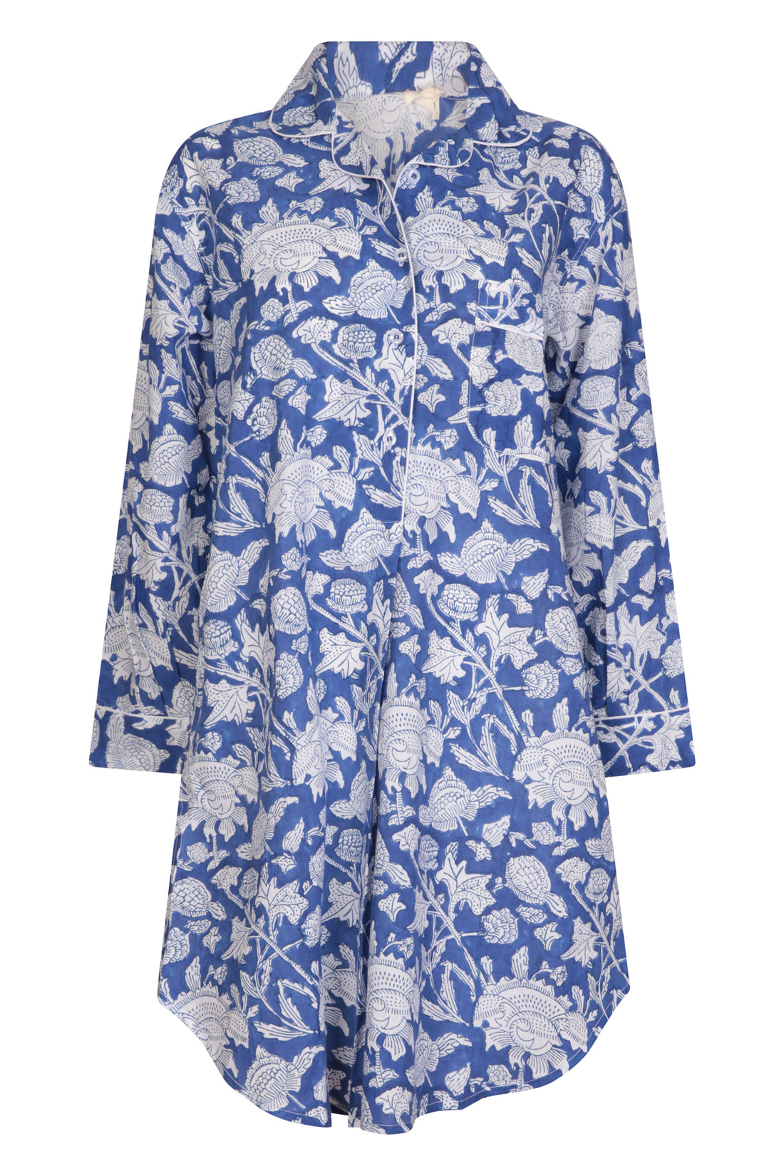 Hand Printed Nightshirt- China Blue