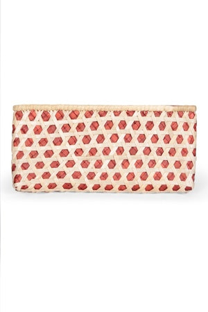 Hand Woven Holiday Clutch - French Cane -Natural &amp; Rust