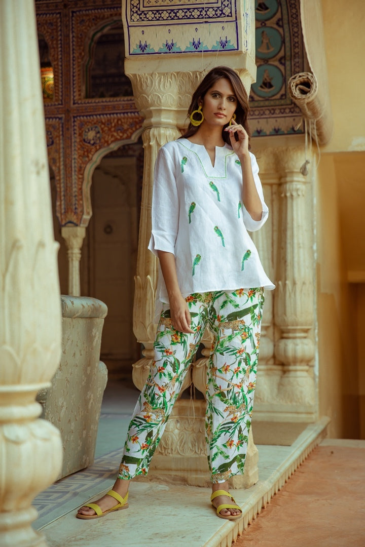 Easy Linen Printed Trouser Cheetah