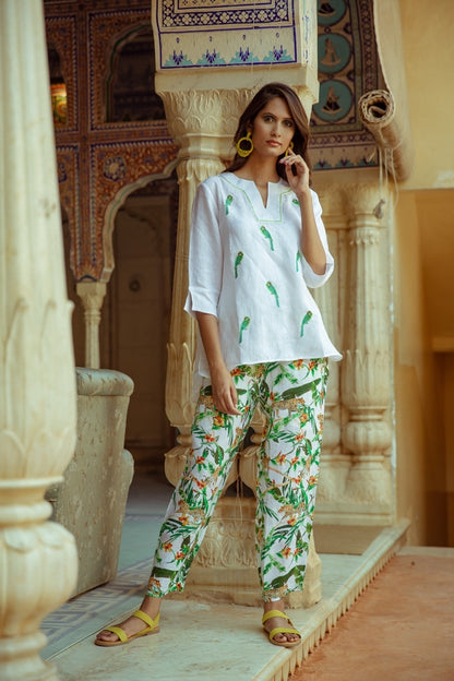 Easy Linen Printed Trouser Cheetah