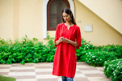 Life Style Easy Lightweight Linen Tunic Dress Rosehip