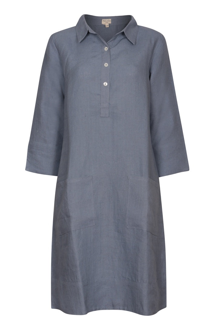 Up Town Linen Shirt Dress Black