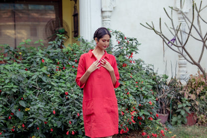 Up Town Linen Shirt Dress Smokey Blue