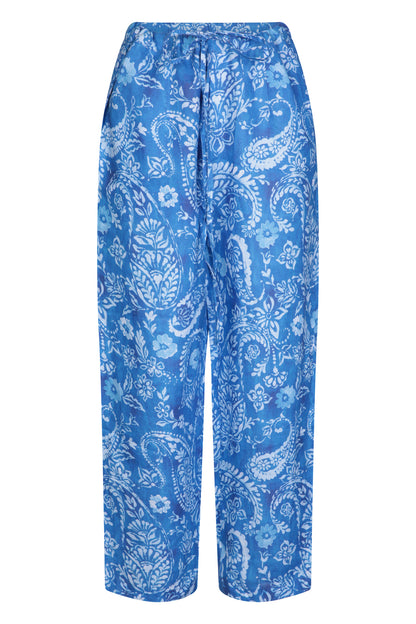 Easy Linen Printed Trouser - Dabu Blue