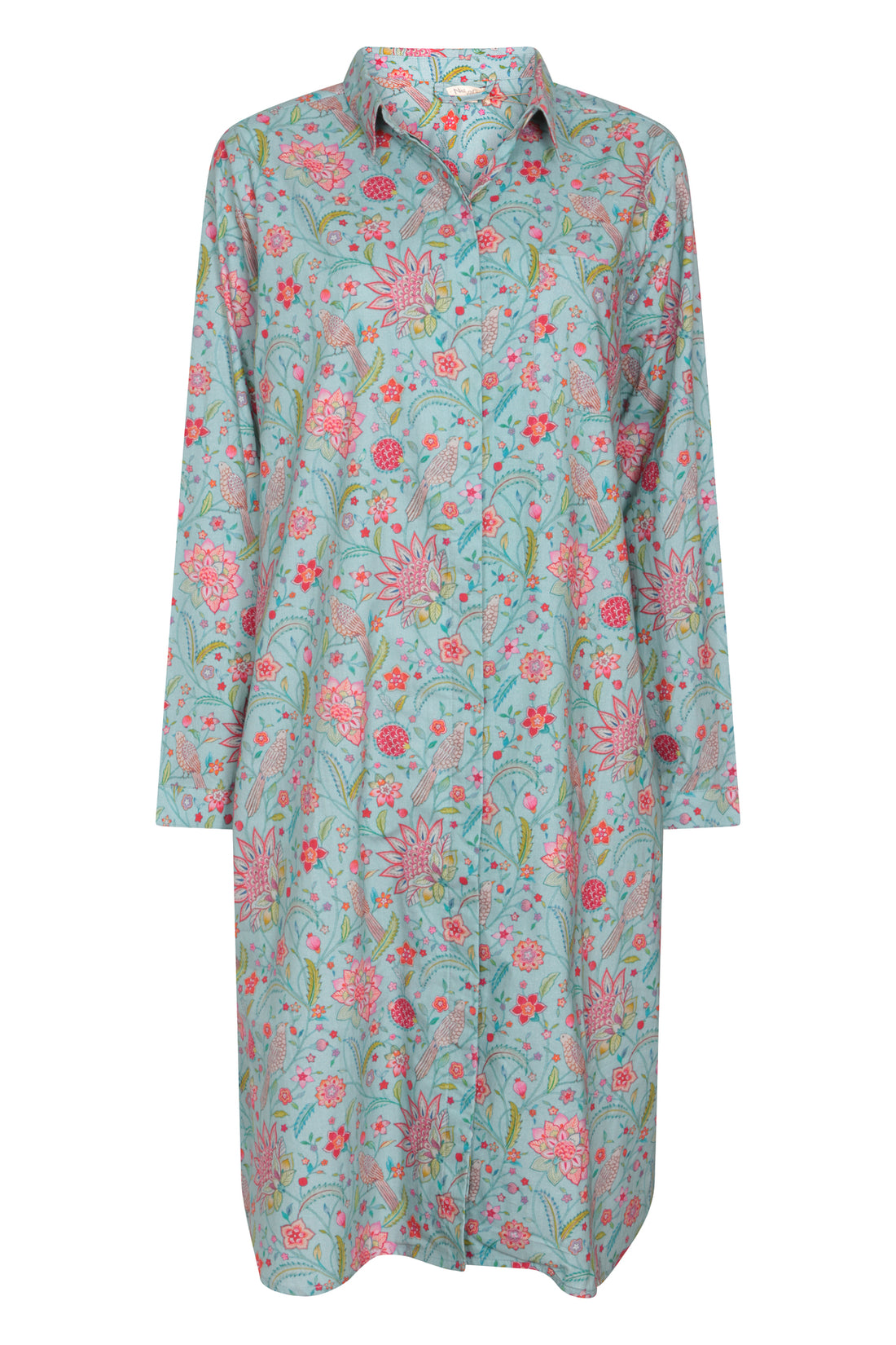 Birdsong Cotton Shirt Tail Midi Dress - Robin Egg Blue