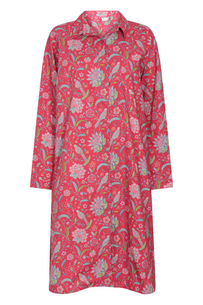 Birdsong Cotton Shirt Tail Midi Dress - Robin Egg Blue