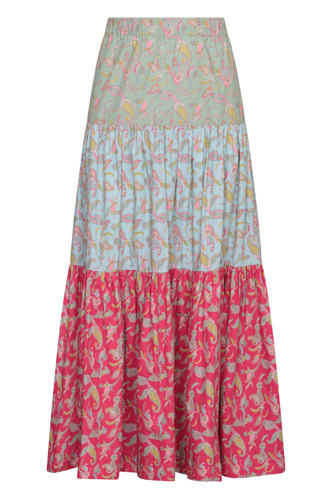Birdsong Print Cotton Tiered Skirt - Multi