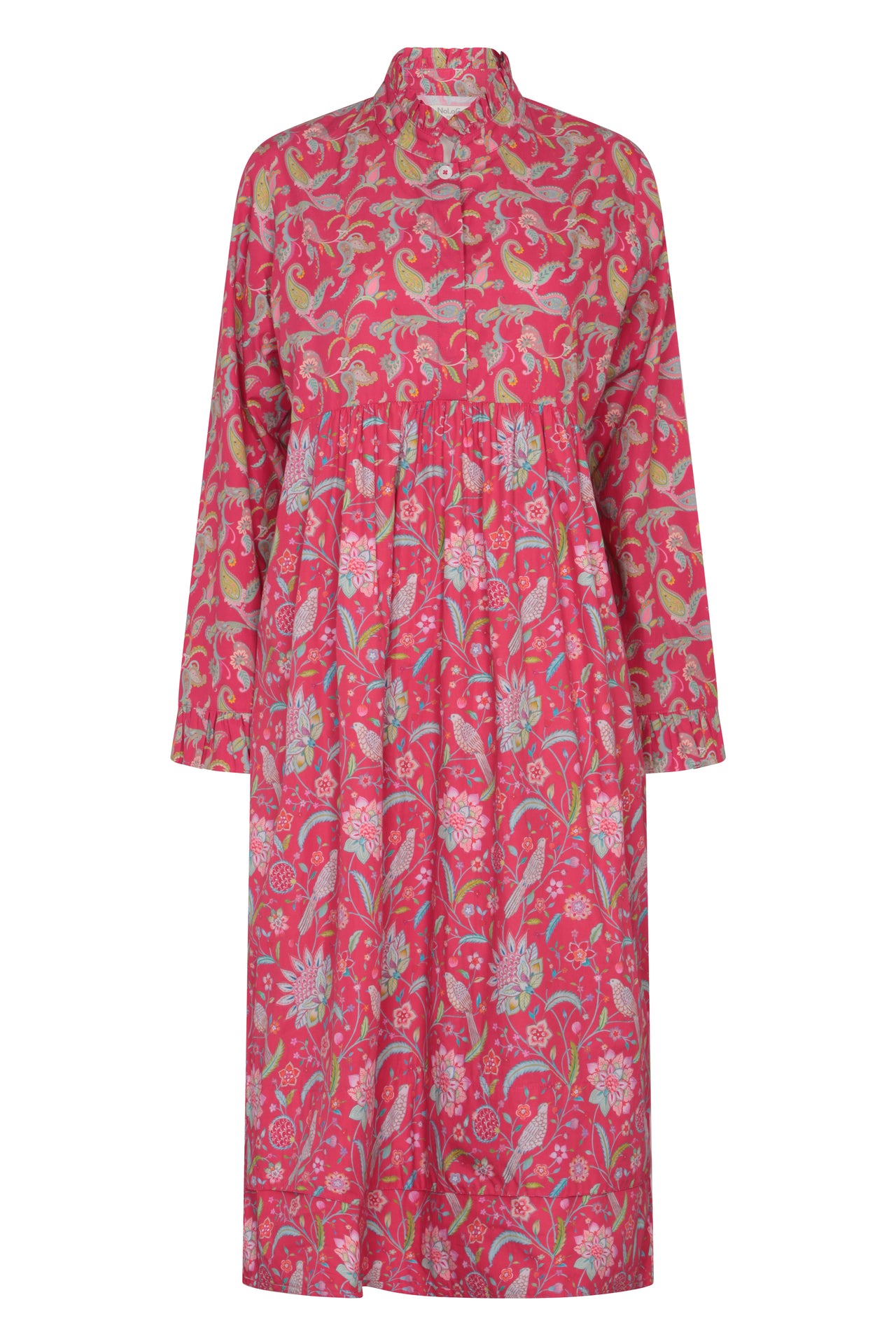 Birdsong Ruffle Cotton Dress - Folly Red