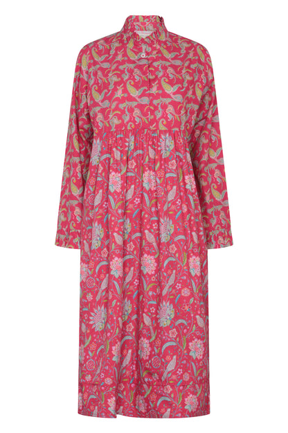 Birdsong Ruffle Cotton Dress - Folly Red