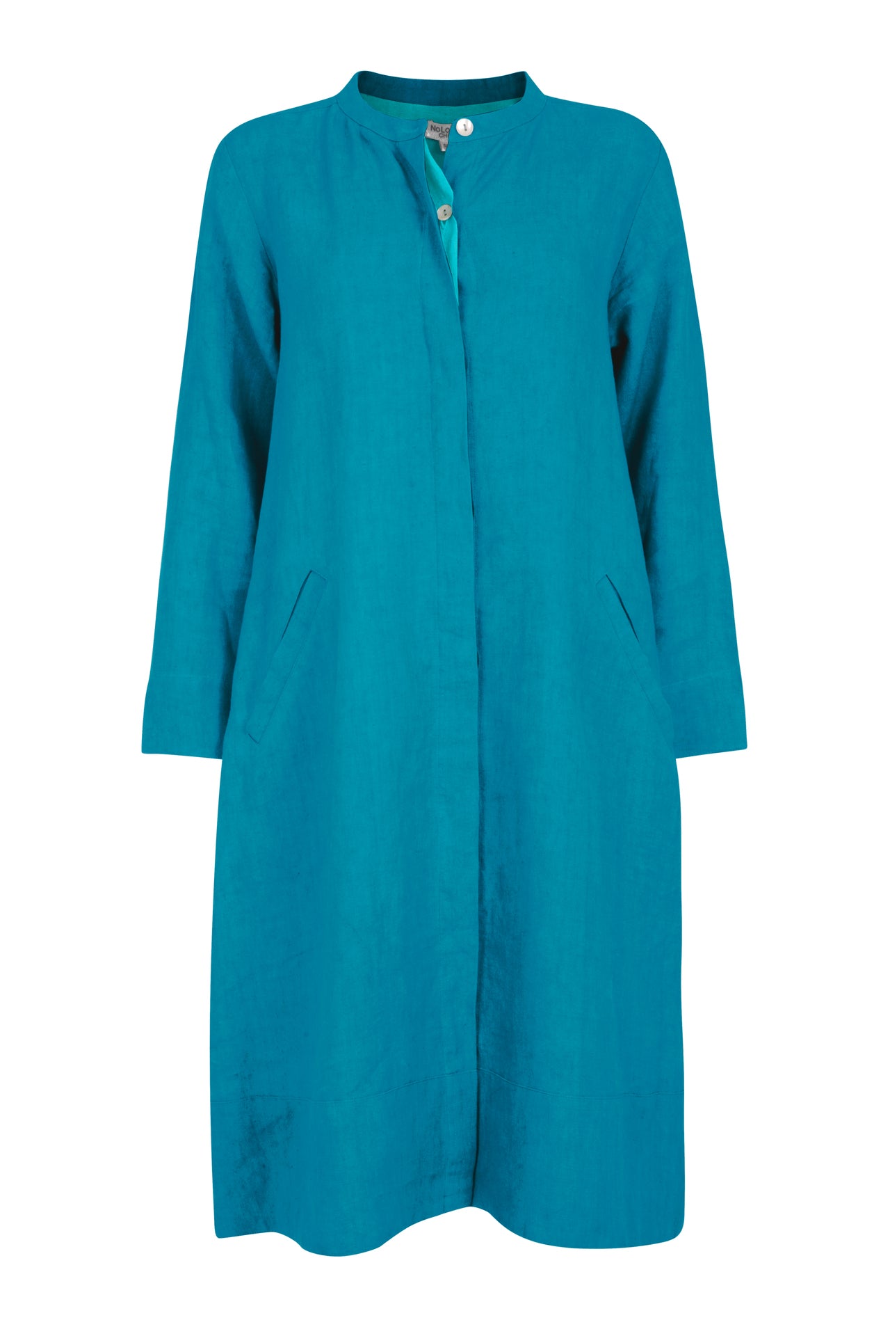 Super Mix Coat Dress - Linen - Peacock